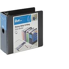 Quill Brand® Heavy Duty 5 3 Ring View Binder, Easy Open D Rings, Black (74205BK)