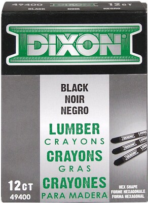 Lumber Crayons, Carbon Black, 12/Box (49400)