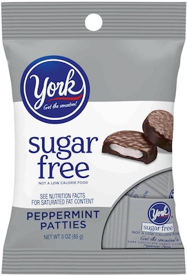 York Sugar Free Peppermint Patties Peppermint Dark Chocolate Candy Bar, 3 oz., 12/Pack (246-01076)