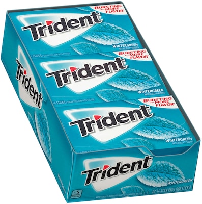 Trident Sugar Free Wintergreen Gum, 16 oz., 14 Pieces/Pack, 12/Pack (304-00058)