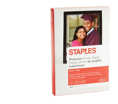 Staples® Premium Photo Paper, 4 x 6, Glossy, 60/Pack (19898-CC)