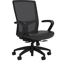 Union & Scale Workplace2.0™ Vinyl Task Chair, Black, Integrated Lumbar, Fixed Arms, Synchro Seat Sli