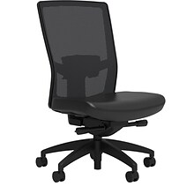 Union & Scale Workplace2.0™ Vinyl Task Chair, Black, Adjustable Lumbar, Armless, Advanced Synchro Ti