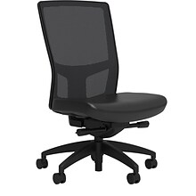 Union & Scale Workplace2.0™ Vinyl Task Chair, Black, Integrated Lumbar, Armless, Advanced Synchro Ti