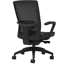 Union & Scale Workplace2.0™ Vinyl Task Chair, Black, Adjustable Lumbar, Fixed Arms, Advanced Synchro