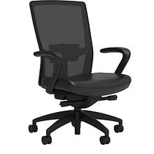 Union & Scale Workplace2.0™ Vinyl Task Chair, Black, Adjustable Lumbar, Fixed Arms, Advanced Synchro