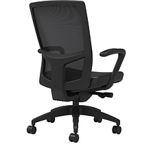 Union & Scale Workplace2.0™ Vinyl Task Chair, Black, Integrated Lumbar, Fixed Arms, Advanced Synchro