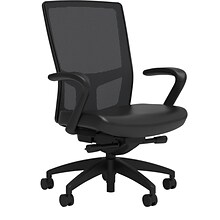 Union & Scale Workplace2.0™ Vinyl Task Chair, Black, Integrated Lumbar, Fixed Arms, Advanced Synchro
