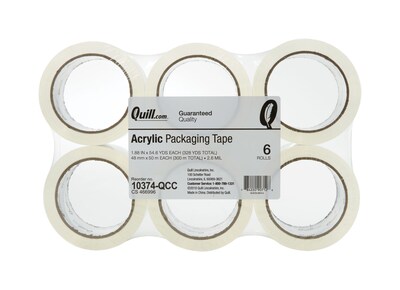 Quill Brand® Acrylic Packaging Tape, 2.6 Mil, 2 x 55 yds., Clear, 6/Pack (10374QCC)