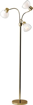 Adesso® Presley 69"H Shiny Gold 3-Arm Adjustable Floor Lamp with Frosted Bell Shade (3566-04)