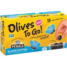 Pearls Black Pitted Olives To-Go Cup, 16/Pack (220-00718)