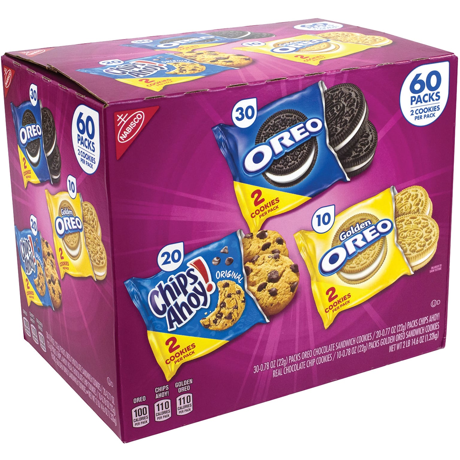 Nabisco Cookies Variety Pack, 60 Packs/Box (220-00729)