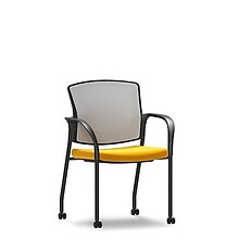 Union & Scale Workplace2.0™ Fabric and Mesh Guest Chair, Goldenrod, Integrated Lumbar, Fixed Arms (5