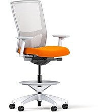 Union & Scale Workplace2.0™ Fabric and Mesh Stool, Apricot, Integrated Lumbar, 2D Arms, Synchro