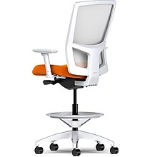 Union & Scale Workplace2.0™ Fabric and Mesh Stool, Apricot, Integrated Lumbar, 2D Arms, Synchro