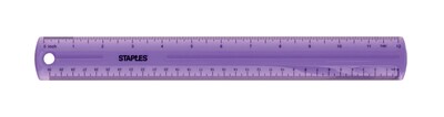 Staples 12 Plastic Ruler, Assorted Jewel Colors (51897)