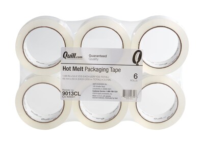 Quill Brand® Hot Melt Shipping Packaging Tape; 3.0 Mil, 2 x 55 yds, Clear, 6/Pack (F221/9013CL)