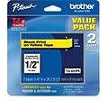 Brother P-touch TZe-631 Laminated Label Maker Tape, 1/2 x 26-2/10, Black on Yellow, 2/Pack (TZe-63