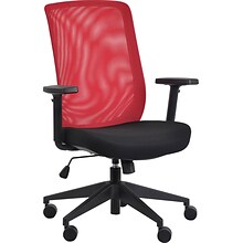 Gene High Back Task Chair, Black Fabric Seat with Red Mesh Back