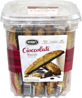 Nonnis Individually Wrapped Cioccolati Biscotti Cookies, 1.25 oz, 25/Pack(Nonnis)
