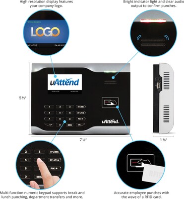 uAttend CB6500SC Cloud-Connected RFID Time Clock (CB6500SC)