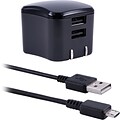 Dual Device Rapid Wall Charger with Micro-USB Cable, Black