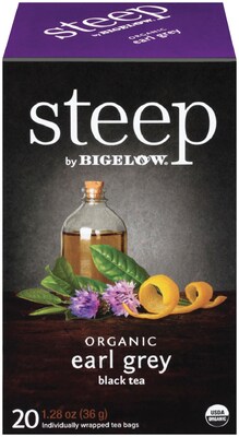 Steep by Bigelow Organic Earl Grey Black Tea, 20 Tea Bags/Box (RCB17700)