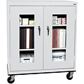 Sandusky See Thru 48H Transport Mobile Clearview Counter Height Cabinet with 3 Shelves, Dove Gray (TA2V462442-05)