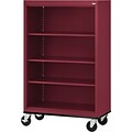 Sandusky® Elite 58 4-Shelf Welded Mobile Bookcase, Burgundy (BM30361852-03)