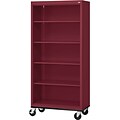 Sandusky® Elite 78 5-Shelf Welded Mobile Bookcase, Burgundy (BM40361872-03)