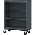 Sandusky 48 3-Shelf Metal Mobile Bookcase, Charcoal (BM20361842-02)