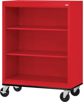 Sandusky 48 3-Shelf Mobile Bookcase, Red (BM20361842-01)