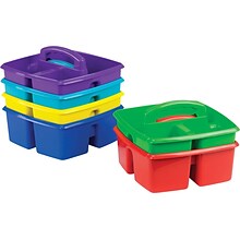 Storex Small Classroom Caddies with 3 Compartments, 5.25 x 9.25 x 9.25, Assorted Colors, 6/Carton