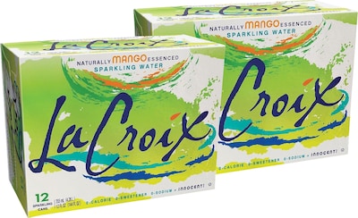 LaCroix Mango Sparkling Water, 12 oz., 24/Carton (40103)