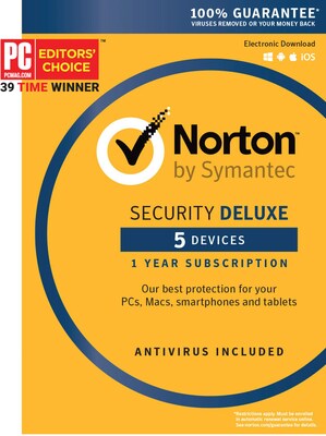 Norton Security Deluxe - 5 Device for Windows/Mac/Andriod/iOS [Boxed]