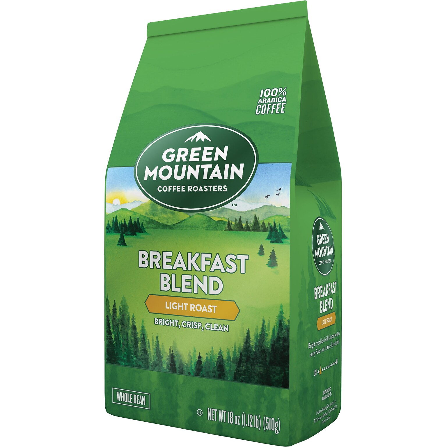 Green Mountain Breakfast Blend Whole Bean Coffee, Light Roast, 18 oz. (611247375679)