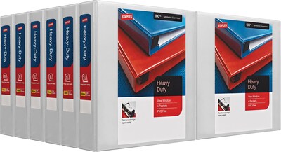 Staples® Heavy Duty 1-1/2 3 Ring View Binder with D-Rings, White, 12/Pack (24677CT)