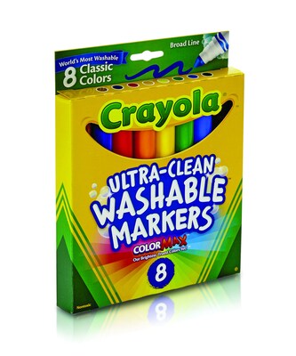 Crayola Classic Kids Markers, Broad Point, Assorted, 8/Pack (58-7808)
