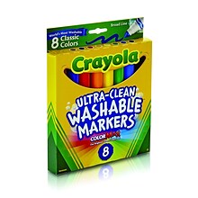 Crayola Classic Kids Markers, Broad Point, Assorted, 8/Pack (58-7808)