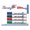 BIC Intensity Bold Tank Dry Erase Markers, Chisel Tip, Assorted, 4/Pack (32856)