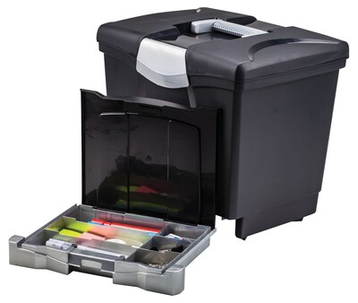 Storex File Box with Pull-Out Tray, Letter Size, Black (61523E02C)