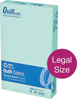 Quill Brand® 30% Recycled Colored Multipurpose Paper, 20 lbs., 8.5 x 14, Green, 500 Sheets/Ream (7
