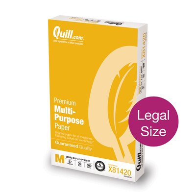 Quill Brand® Premium Multi-Purpose Paper, 8-1/2x14", Legal Size
