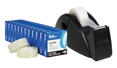 Quill Brand® Invisible Tape, 12/Pack & Quill Brand® Contour Tape Dispenser - Special Offer!