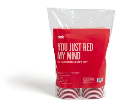 Perk™ Plastic Cold Cup, 16 Oz., Red, 50/Pack (PK54359)