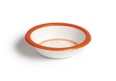 Perk™ Heavy-Weight Paper Bowls, 12 Oz., White/Orange, 500/Carton (PK54332)