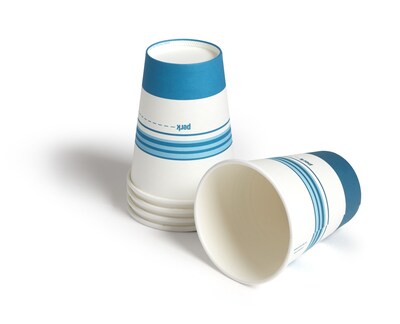 Perk™ Paper Hot Cup, 12 Oz., White/Blue, 500/Carton (PK54367CT)