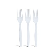 Perk™ Plastic Fork, Heavy-Weight, White, 100/Pack (PK56391)