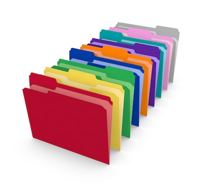 Staples® Reinforced File Folders, 1/3 Cut Tab, Letter Size, Assorted Colors, 100/Box (TR508994)