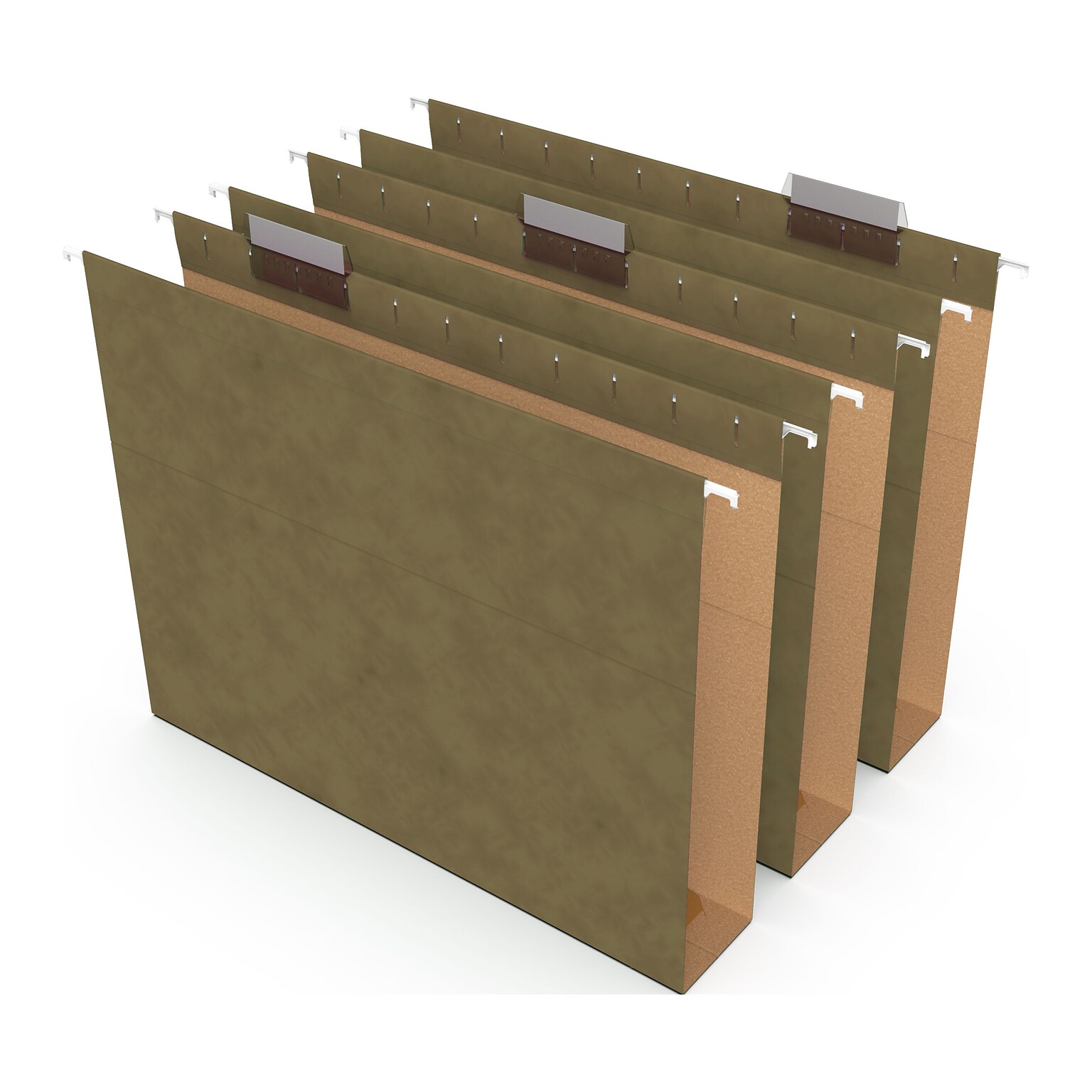Staples® Reinforced Box Bottom Hanging File Folder, 2 Expansion, 5-Tab, Letter Size, Standard Green, 25/Box (TR20027)
